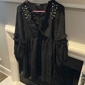 NWT Zara black dress with pearl detail